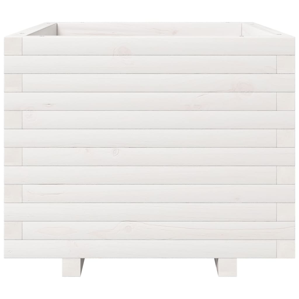 vidaXL Jardinieră de grădină, alb, 60x60x49,5 cm, lemn masiv de pin vidaXL Jardinieră de grădină, alb, 60x60x49,5 cm, lemn masiv de pin