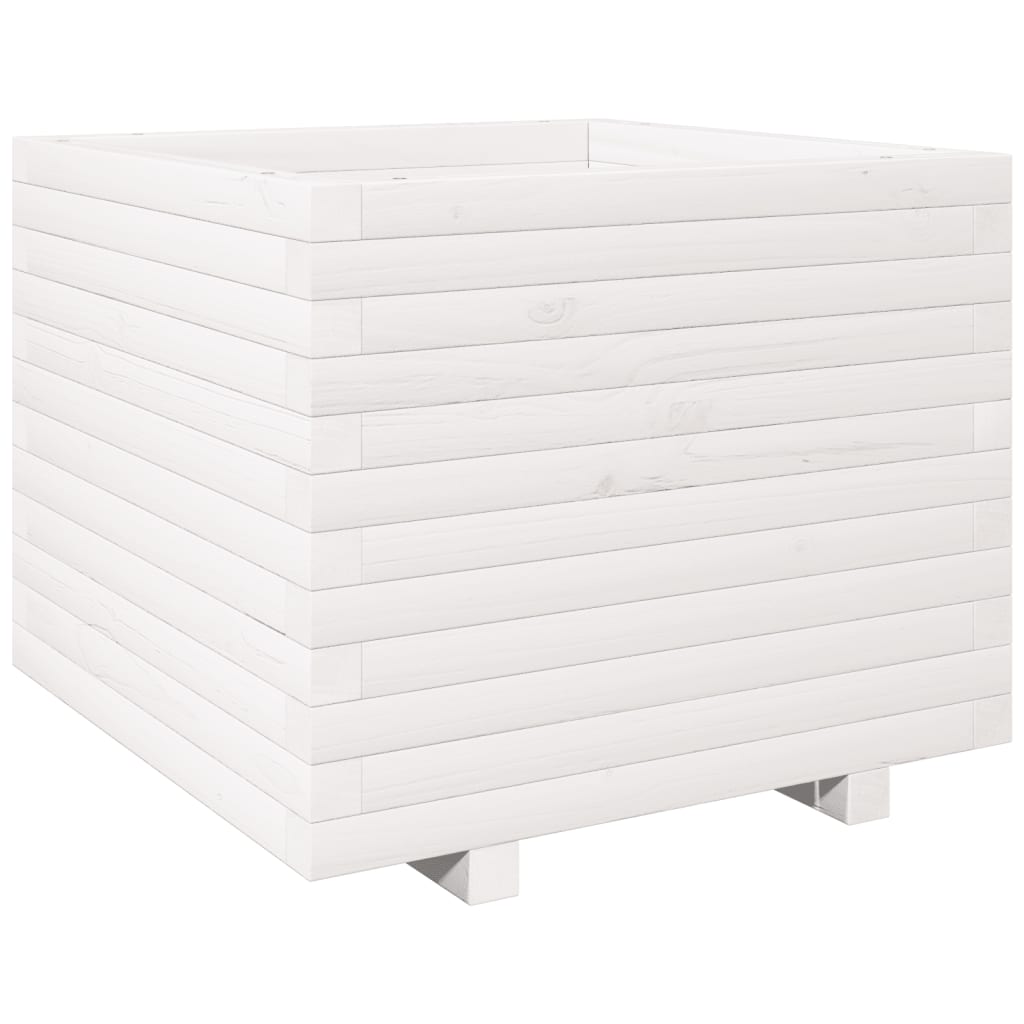vidaXL Jardinieră de grădină, alb, 60x60x49,5 cm, lemn masiv de pin vidaXL Jardinieră de grădină, alb, 60x60x49,5 cm, lemn masiv de pin