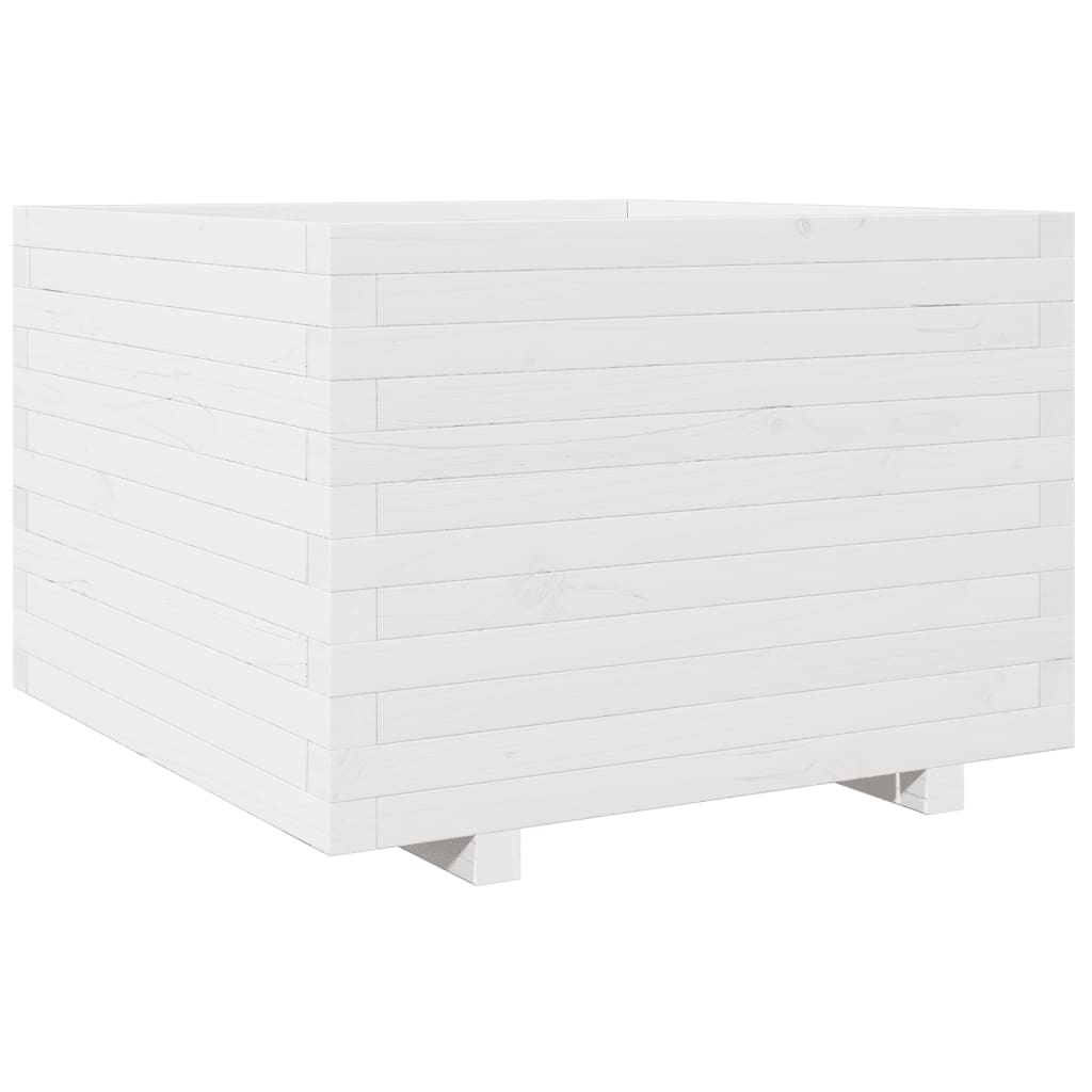 vidaXL Jardinieră de grădină, alb, 70x70x49,5 cm, lemn masiv de pin