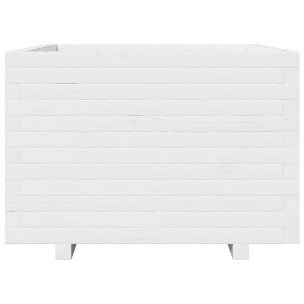 vidaXL Jardinieră de grădină, alb, 70x70x49,5 cm, lemn masiv de pin