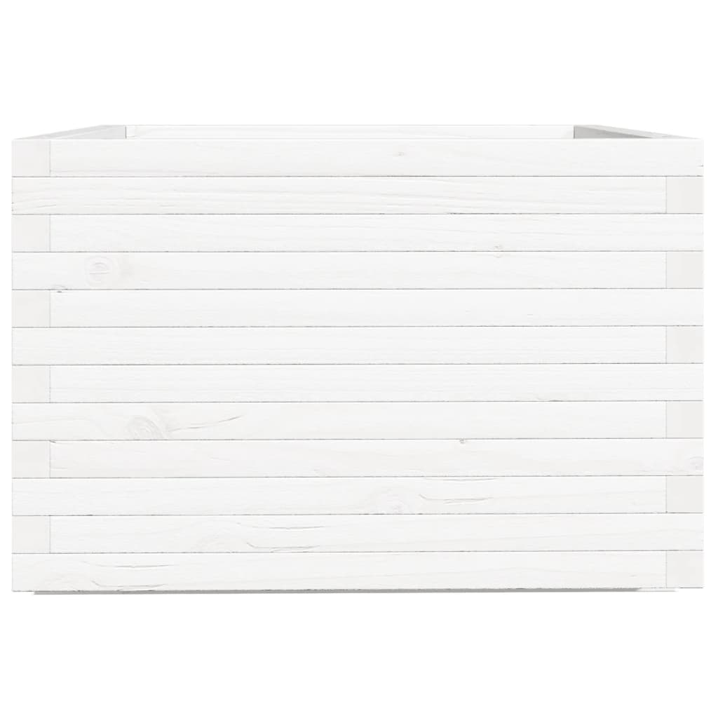 vidaXL Jardinieră de grădină, alb, 70x70x49,5 cm, lemn masiv de pin