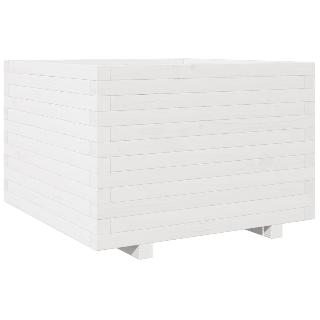vidaXL Jardinieră de grădină, alb, 70x70x49,5 cm, lemn masiv de pin