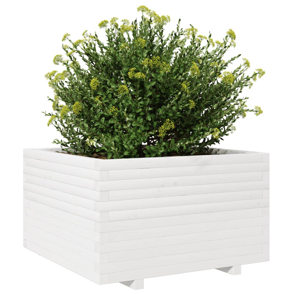 vidaXL Jardinieră de grădină, alb, 80x80x49,5 cm, lemn masiv de pin vidaXL Jardinieră de grădină, alb, 80x80x49,5 cm, lemn masiv de pin