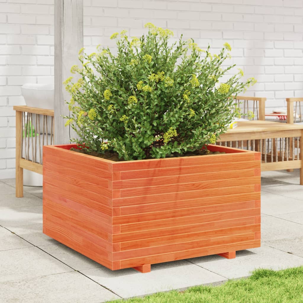vidaXL Jardinieră grădină, maro ceruit, 80x80x49,5 cm, lemn masiv pin vidaXL Jardinieră grădină, maro ceruit, 80x80x49,5 cm, lemn masiv pin