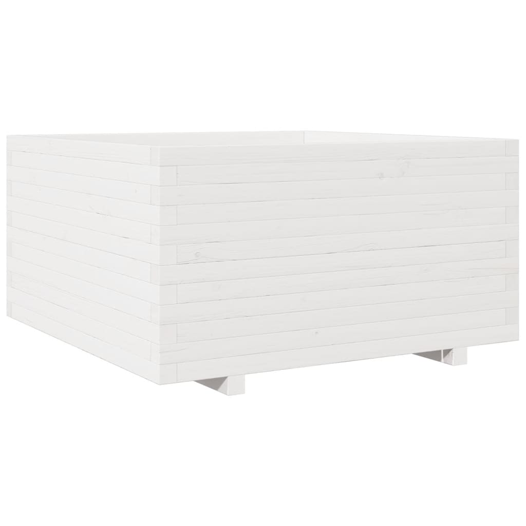 vidaXL Jardinieră de grădină, alb, 90x90x49,5 cm, lemn masiv de pin