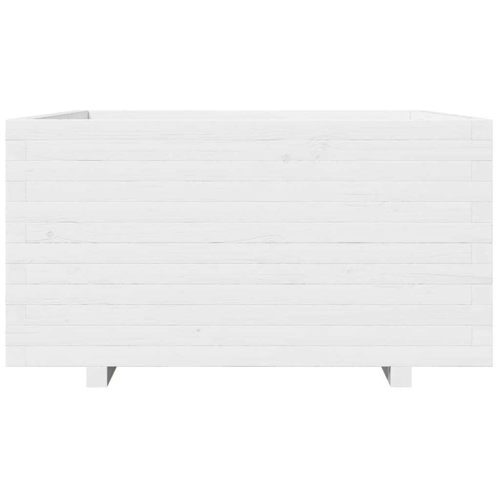 vidaXL Jardinieră de grădină, alb, 90x90x49,5 cm, lemn masiv de pin