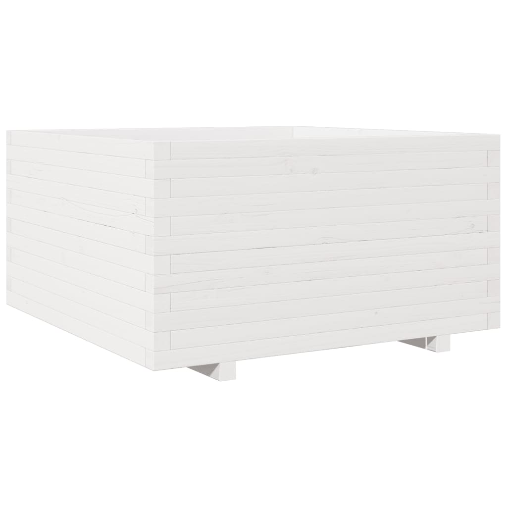 vidaXL Jardinieră de grădină, alb, 90x90x49,5 cm, lemn masiv de pin