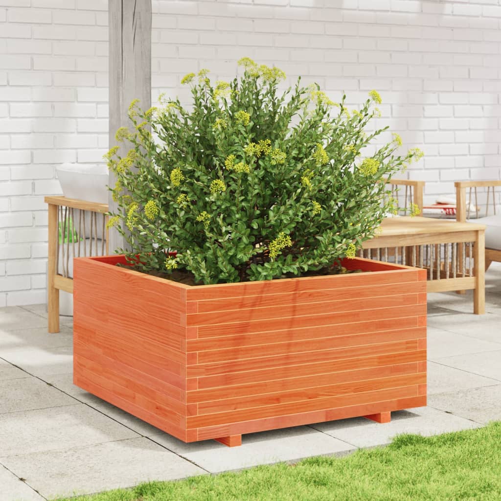 vidaXL Jardinieră grădină, maro ceruit, 90x90x49,5 cm, lemn masiv pin vidaXL Jardinieră grădină, maro ceruit, 90x90x49,5 cm, lemn masiv pin