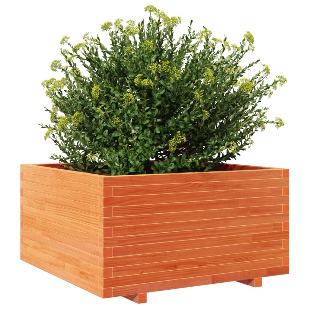 vidaXL Jardinieră grădină, maro ceruit, 90x90x49,5 cm, lemn masiv pin vidaXL Jardinieră grădină, maro ceruit, 90x90x49,5 cm, lemn masiv pin
