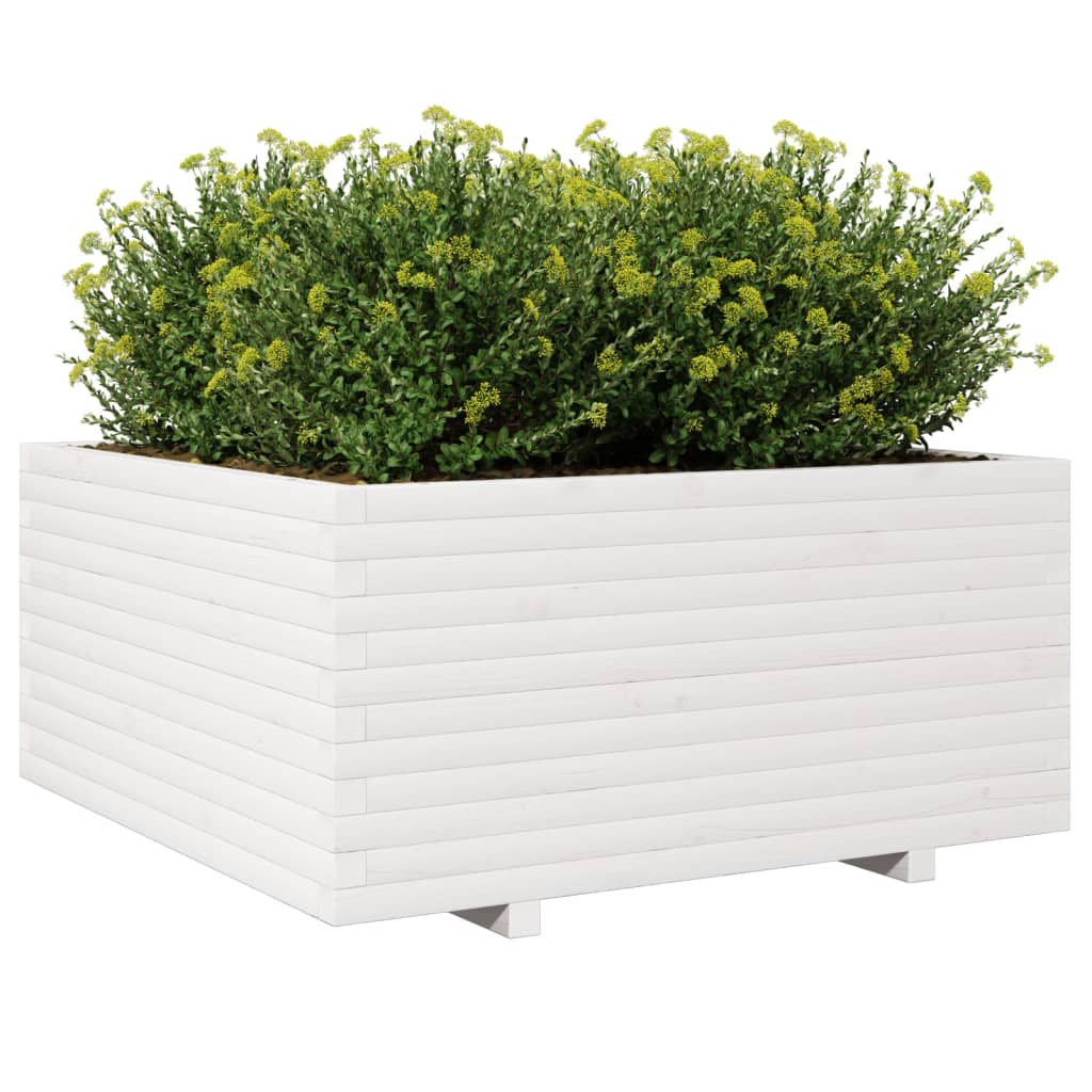 vidaXL Jardinieră de grădină, alb, 100x100x49,5 cm, lemn masiv de pin vidaXL Jardinieră de grădină, alb, 100x100x49,5 cm, lemn masiv de pin
