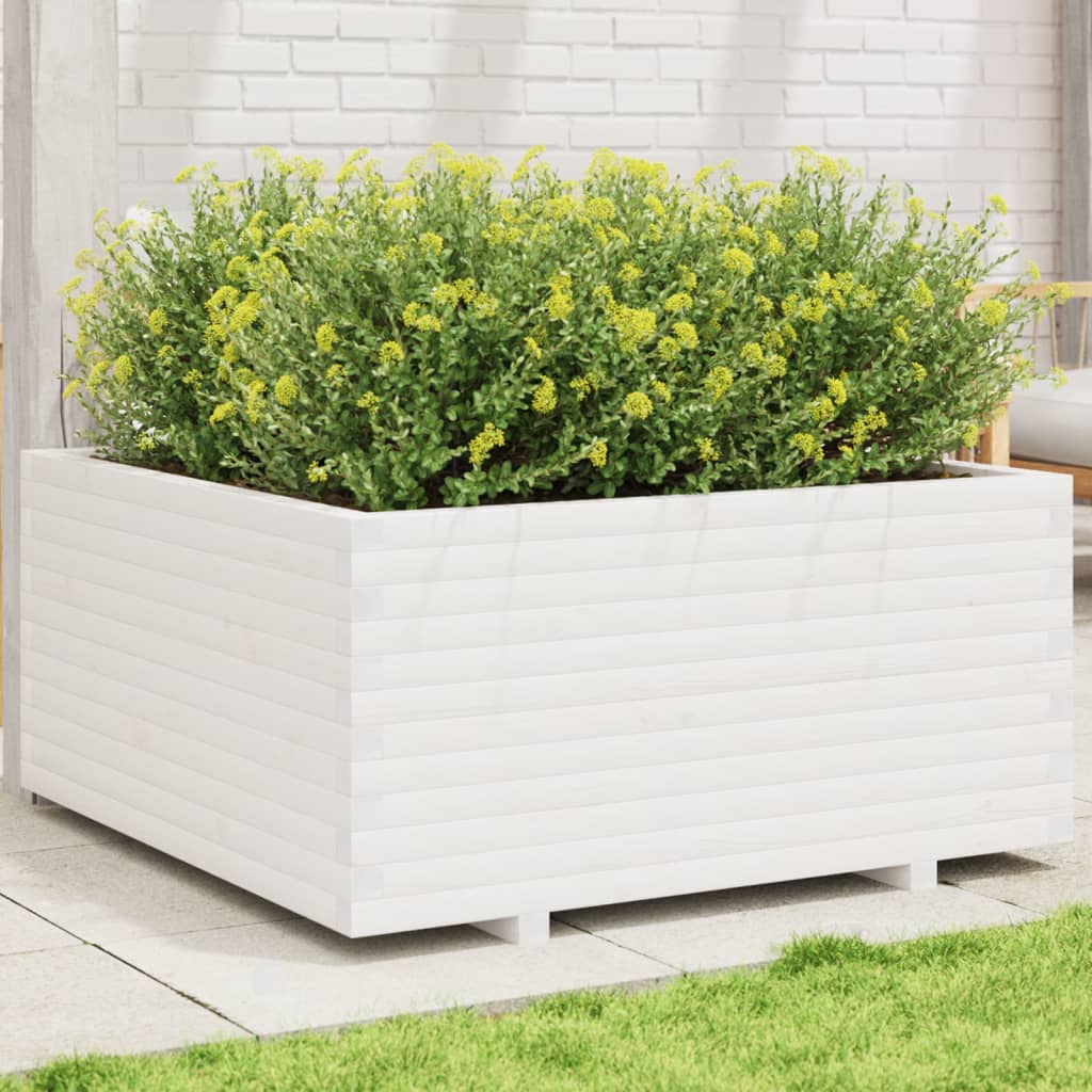 vidaXL Jardinieră de grădină, alb, 100x100x49,5 cm, lemn masiv de pin vidaXL Jardinieră de grădină, alb, 100x100x49,5 cm, lemn masiv de pin