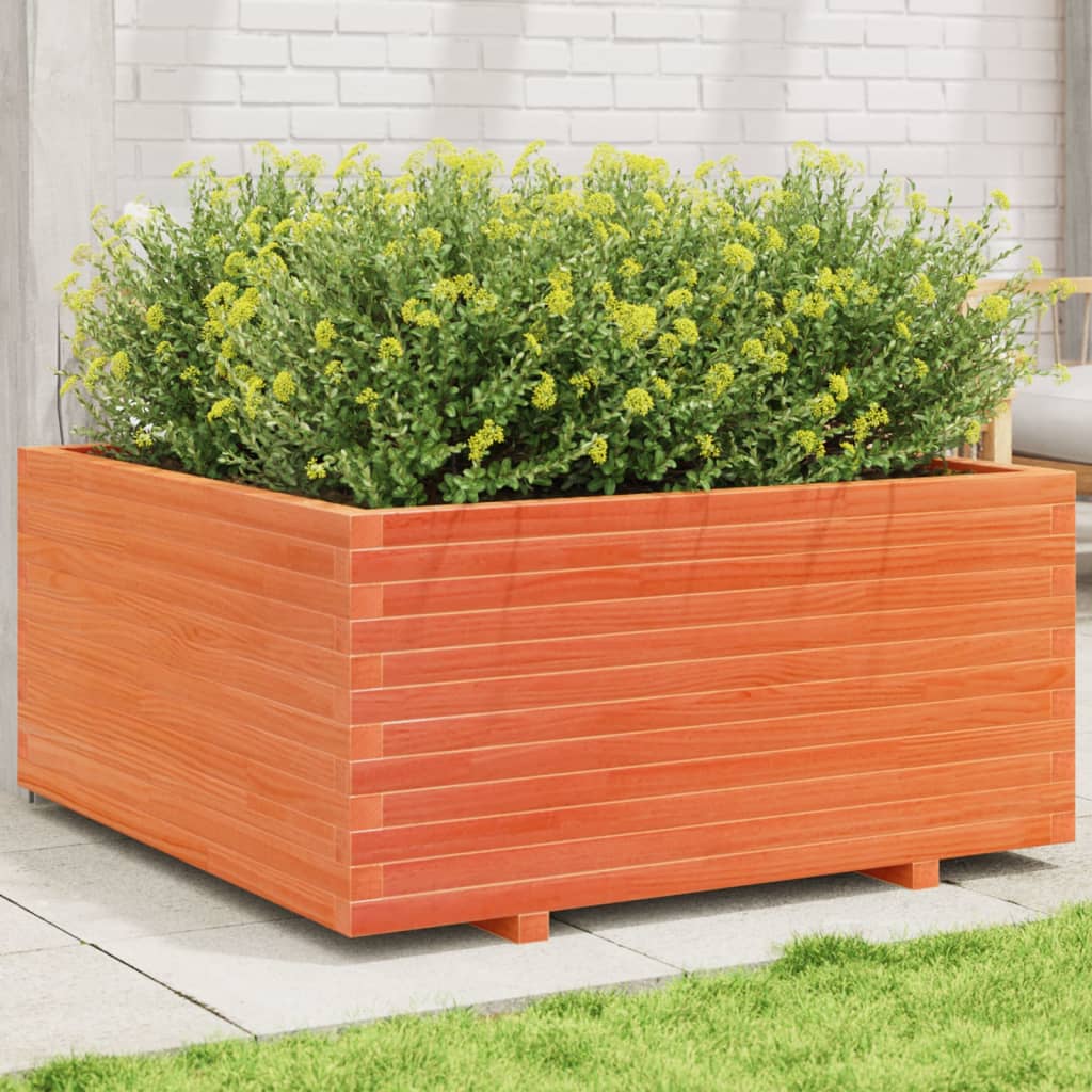 vidaXL Jardinieră grădină maro ceruit, 100x100x49,5 cm, lemn masiv pin vidaXL Jardinieră grădină maro ceruit, 100x100x49,5 cm, lemn masiv pin