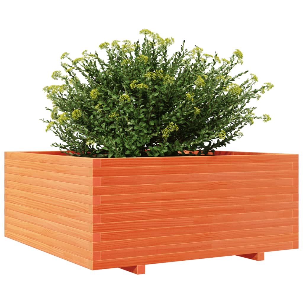 vidaXL Jardinieră grădină maro ceruit, 110x110x49,5 cm, lemn masiv pin vidaXL Jardinieră grădină maro ceruit, 110x110x49,5 cm, lemn masiv pin