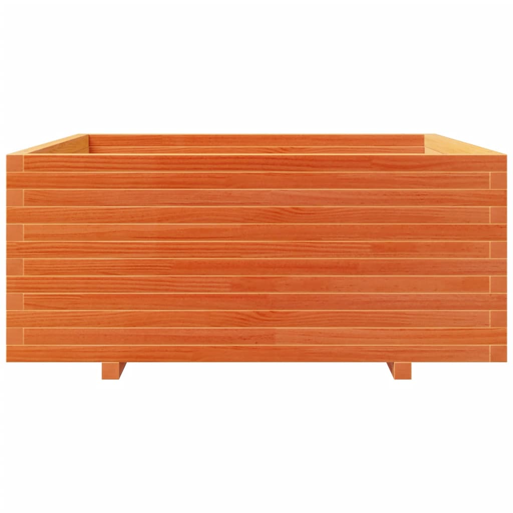 vidaXL Jardinieră grădină maro ceruit, 110x110x49,5 cm, lemn masiv pin vidaXL Jardinieră grădină maro ceruit, 110x110x49,5 cm, lemn masiv pin