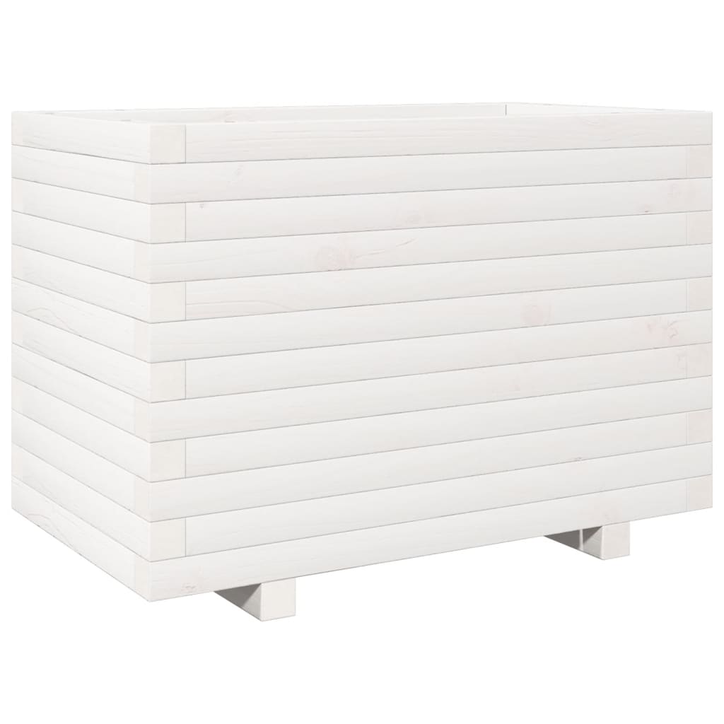vidaXL Jardinieră de grădină, alb, 70x40x49,5 cm, lemn masiv de pin vidaXL Jardinieră de grădină, alb, 70x40x49,5 cm, lemn masiv de pin