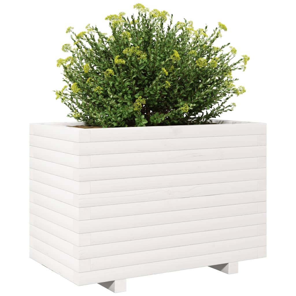 vidaXL Jardinieră de grădină, alb, 70x40x49,5 cm, lemn masiv de pin vidaXL Jardinieră de grădină, alb, 70x40x49,5 cm, lemn masiv de pin