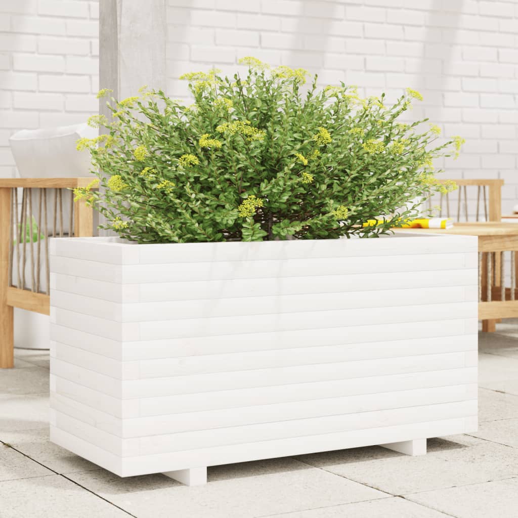 vidaXL Jardinieră de grădină, alb, 90x40x49,5 cm, lemn masiv de pin vidaXL Jardinieră de grădină, alb, 90x40x49,5 cm, lemn masiv de pin