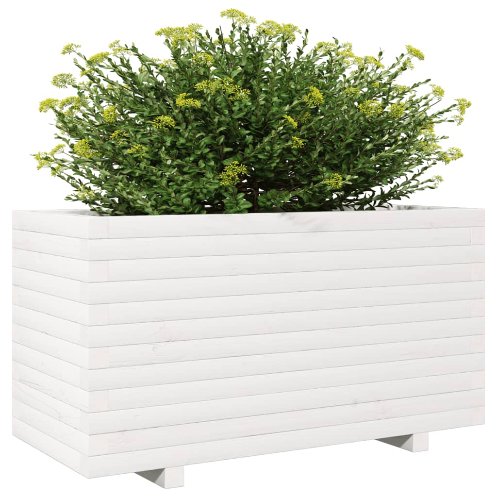 vidaXL Jardinieră de grădină, alb, 90x40x49,5 cm, lemn masiv de pin vidaXL Jardinieră de grădină, alb, 90x40x49,5 cm, lemn masiv de pin