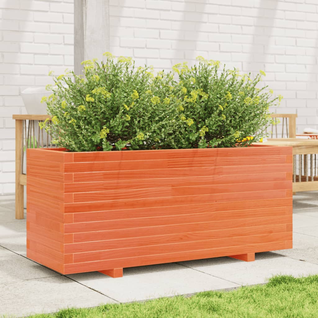 vidaXL Jardinieră grădină, maro ceruit, 110x40x49,5 cm, lemn masiv pin vidaXL Jardinieră grădină, maro ceruit, 110x40x49,5 cm, lemn masiv pin