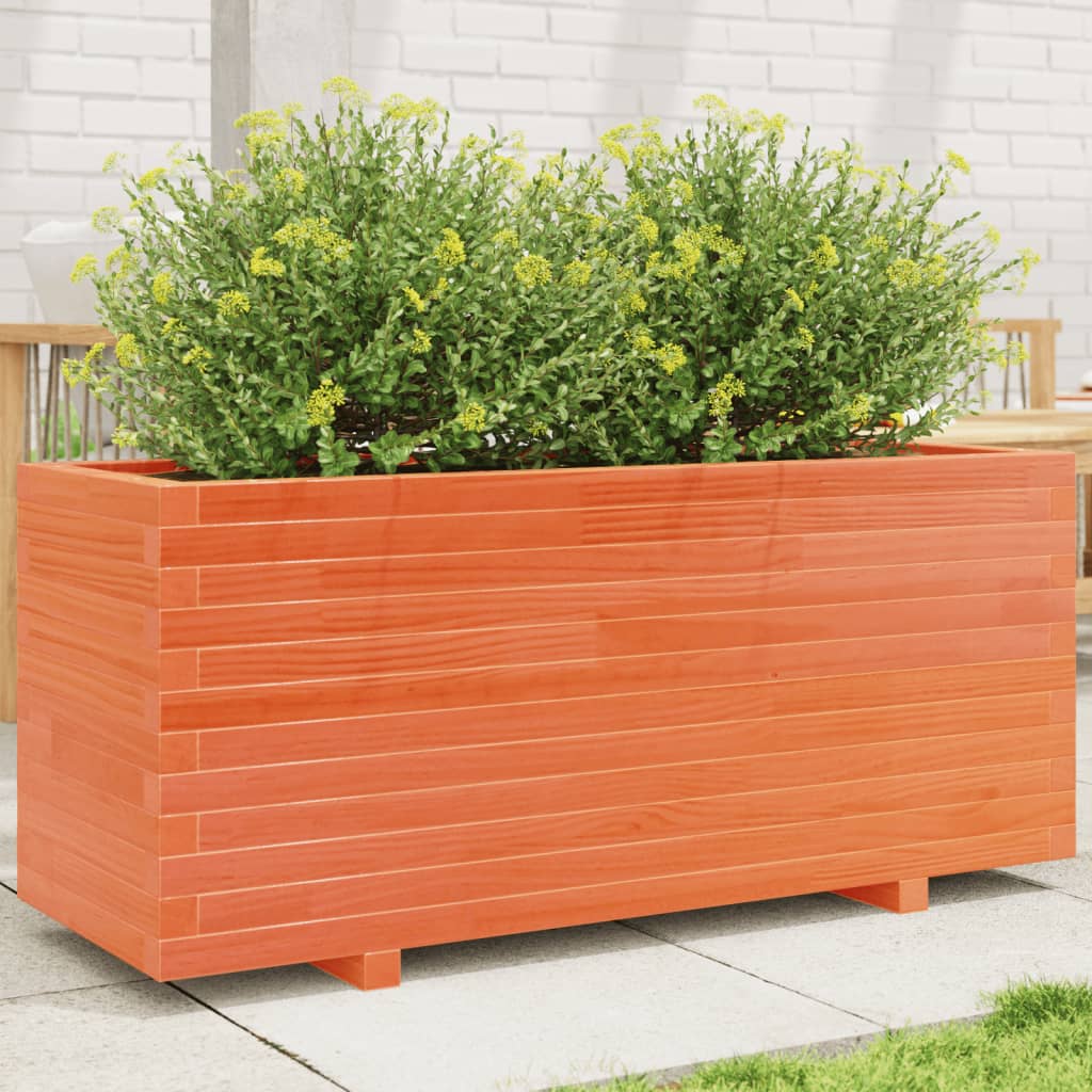 vidaXL Jardinieră grădină, maro ceruit, 110x40x49,5 cm, lemn masiv pin vidaXL Jardinieră grădină, maro ceruit, 110x40x49,5 cm, lemn masiv pin