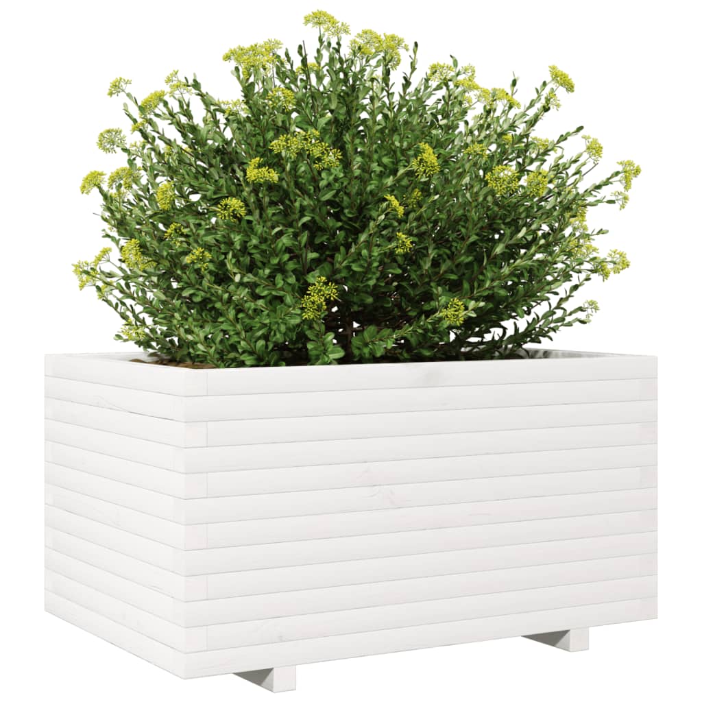 vidaXL Jardinieră de grădină, alb, 90x60x49,5 cm, lemn masiv de pin vidaXL Jardinieră de grădină, alb, 90x60x49,5 cm, lemn masiv de pin