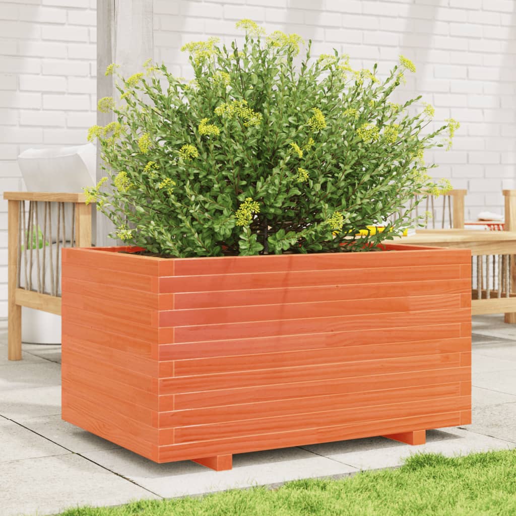 vidaXL Jardinieră grădină, maro ceruit, 90x60x49,5 cm, lemn masiv pin vidaXL Jardinieră grădină, maro ceruit, 90x60x49,5 cm, lemn masiv pin