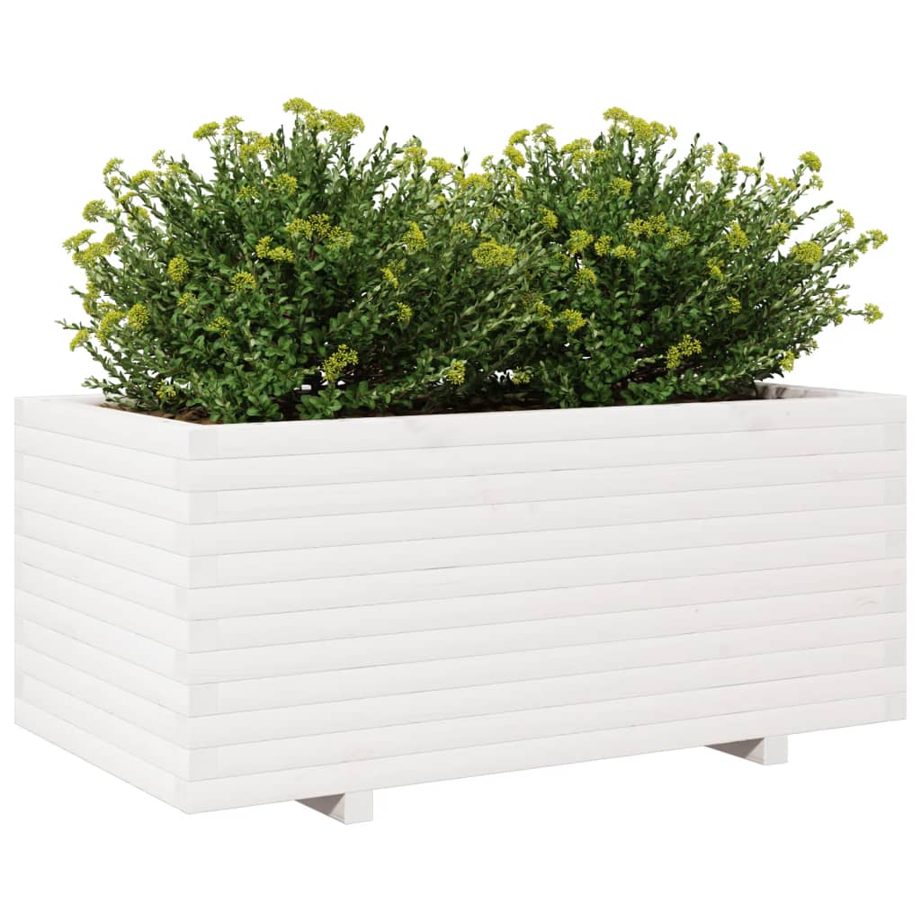 vidaXL Jardinieră de grădină, alb, 110x60x49,5 cm, lemn masiv de pin vidaXL Jardinieră de grădină, alb, 110x60x49,5 cm, lemn masiv de pin