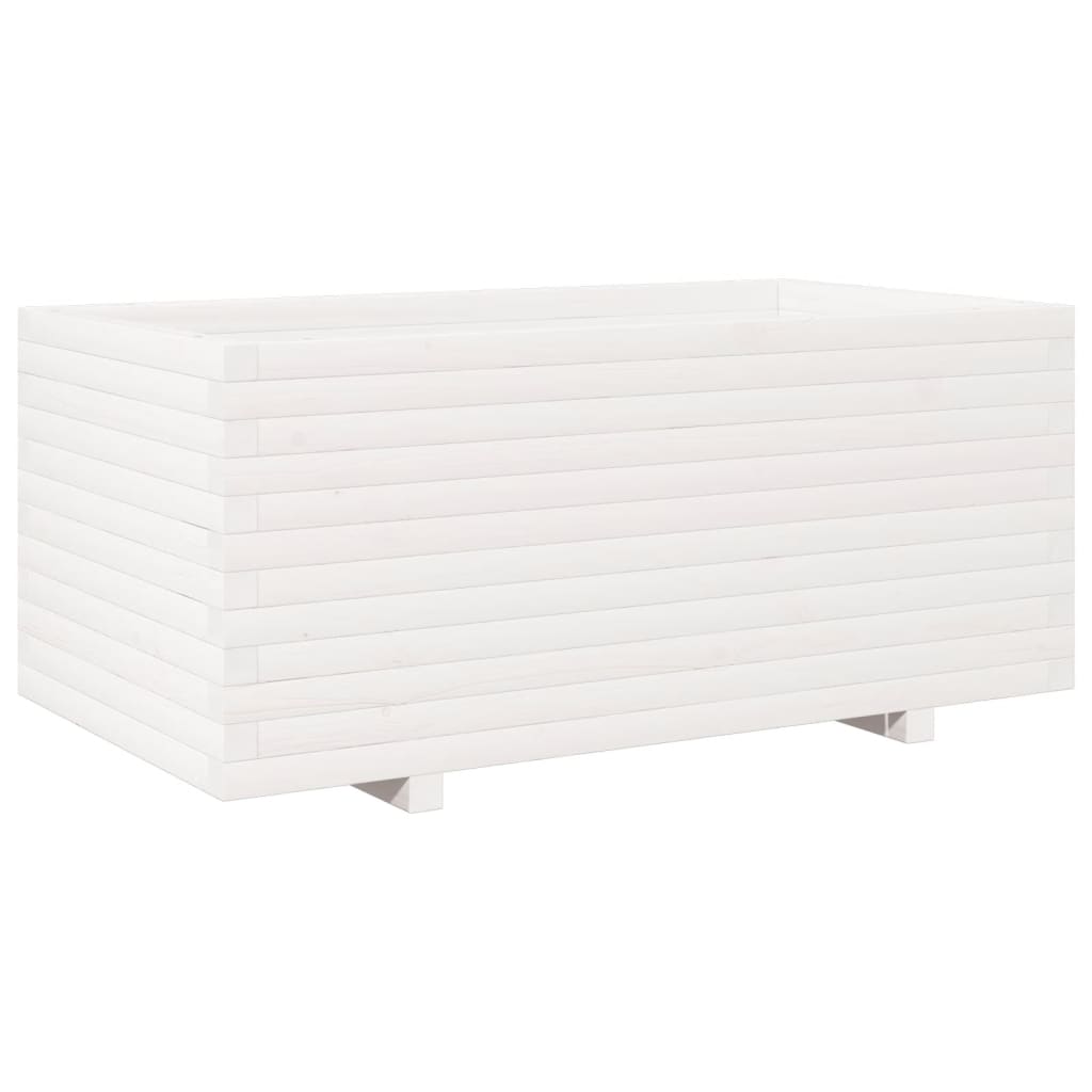 vidaXL Jardinieră de grădină, alb, 110x60x49,5 cm, lemn masiv de pin vidaXL Jardinieră de grădină, alb, 110x60x49,5 cm, lemn masiv de pin