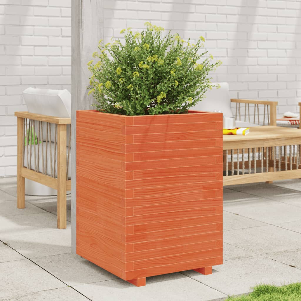 vidaXL Jardinieră de grădină, maro ceruit 50x50x72,5 cm lemn masiv pin vidaXL Jardinieră de grădină, maro ceruit 50x50x72,5 cm lemn masiv pin