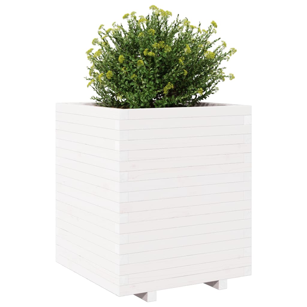 vidaXL Jardinieră de grădină, alb, 60x60x72,5 cm, lemn masiv de pin vidaXL Jardinieră de grădină, alb, 60x60x72,5 cm, lemn masiv de pin