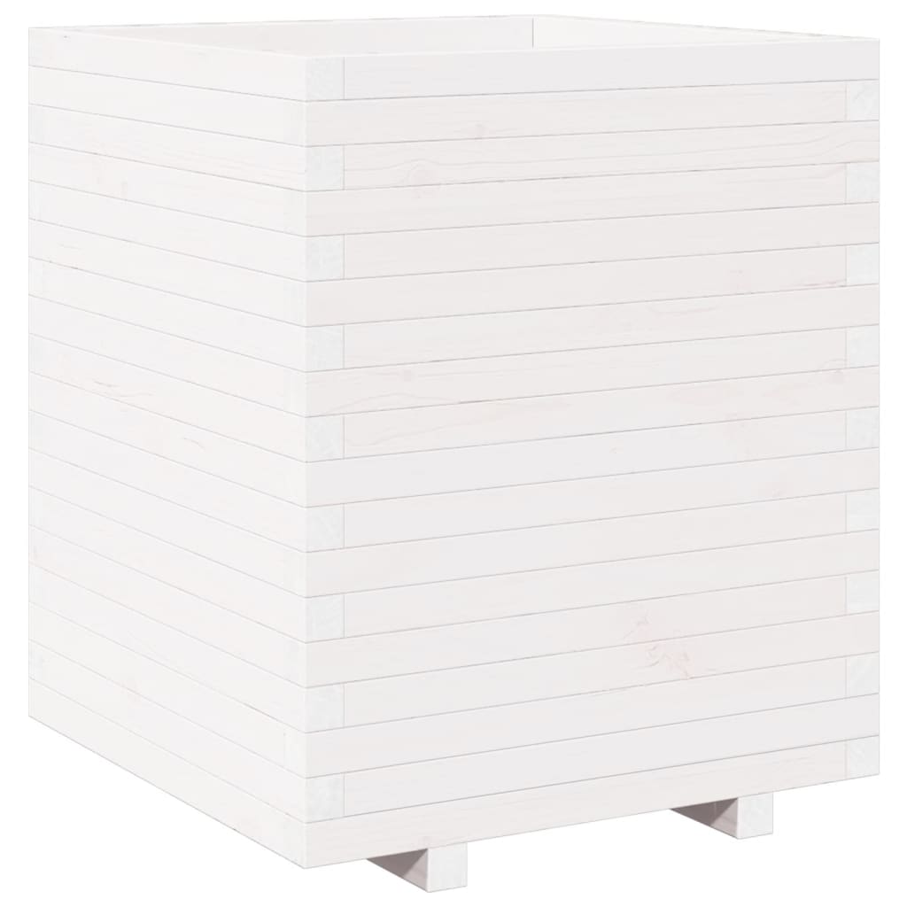 vidaXL Jardinieră de grădină, alb, 60x60x72,5 cm, lemn masiv de pin vidaXL Jardinieră de grădină, alb, 60x60x72,5 cm, lemn masiv de pin