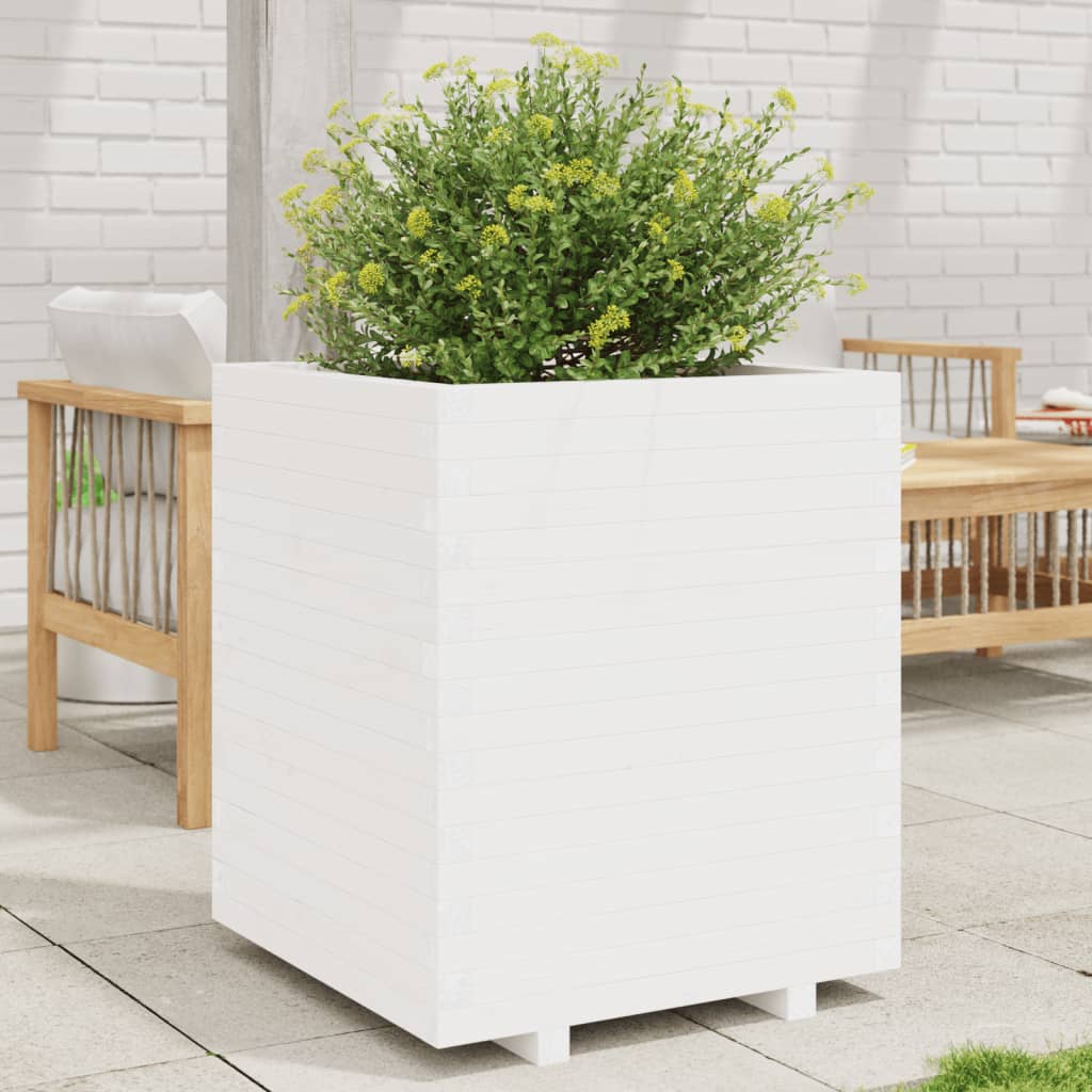 vidaXL Jardinieră de grădină, alb, 60x60x72,5 cm, lemn masiv de pin vidaXL Jardinieră de grădină, alb, 60x60x72,5 cm, lemn masiv de pin