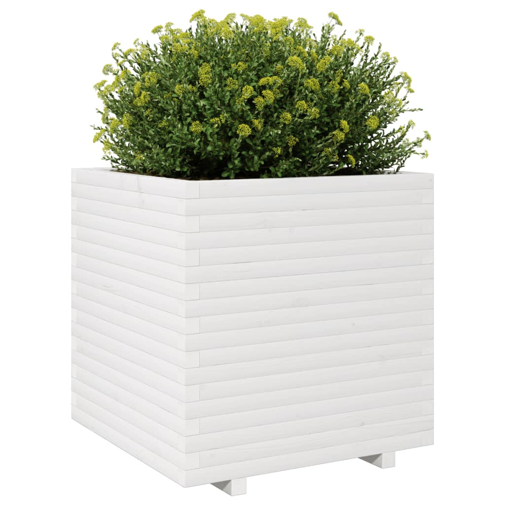 vidaXL Jardinieră de grădină, alb, 70x70x72,5 cm, lemn masiv de pin vidaXL Jardinieră de grădină, alb, 70x70x72,5 cm, lemn masiv de pin