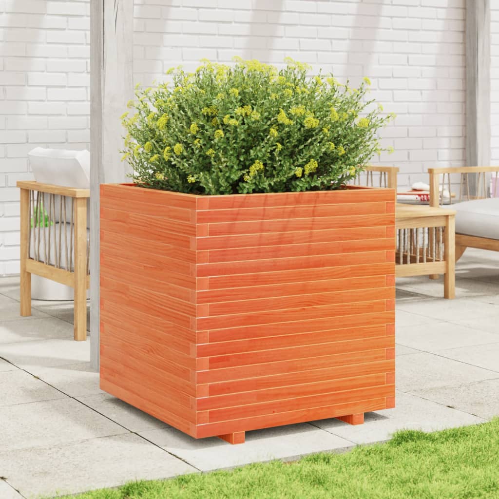 vidaXL Jardinieră grădină, maro ceruit, 70x70x72,5 cm, lemn masiv pin vidaXL Jardinieră grădină, maro ceruit, 70x70x72,5 cm, lemn masiv pin