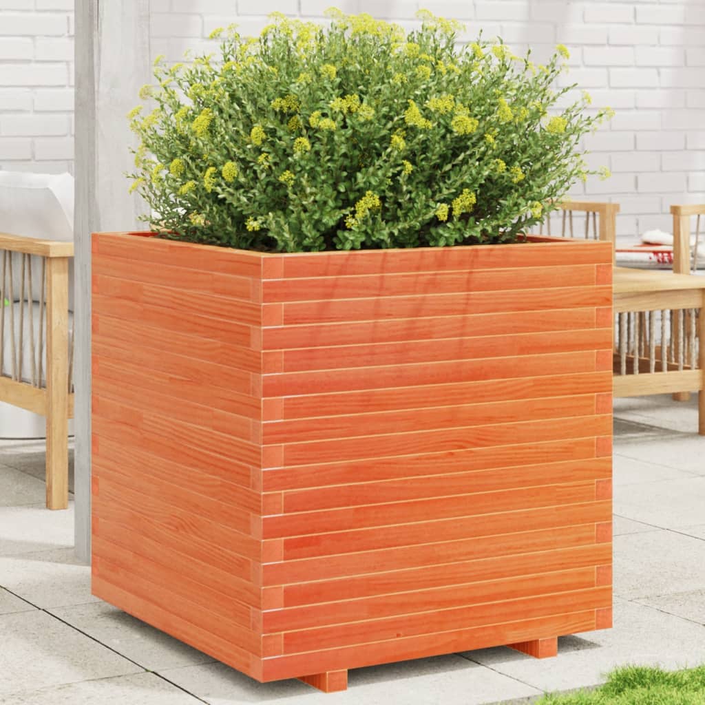 vidaXL Jardinieră grădină, maro ceruit, 70x70x72,5 cm, lemn masiv pin vidaXL Jardinieră grădină, maro ceruit, 70x70x72,5 cm, lemn masiv pin