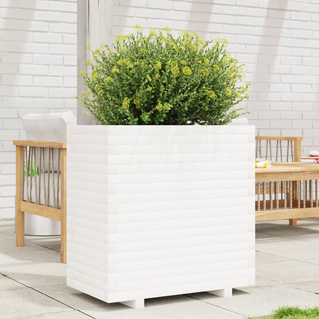 vidaXL Jardinieră de grădină, alb, 70x40x72,5 cm, lemn masiv de pin vidaXL Jardinieră de grădină, alb, 70x40x72,5 cm, lemn masiv de pin