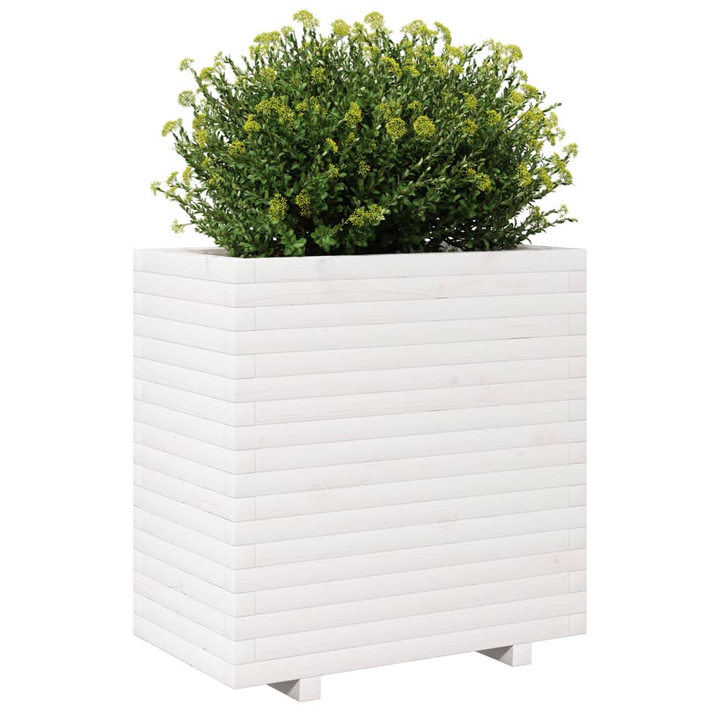 vidaXL Jardinieră de grădină, alb, 70x40x72,5 cm, lemn masiv de pin vidaXL Jardinieră de grădină, alb, 70x40x72,5 cm, lemn masiv de pin
