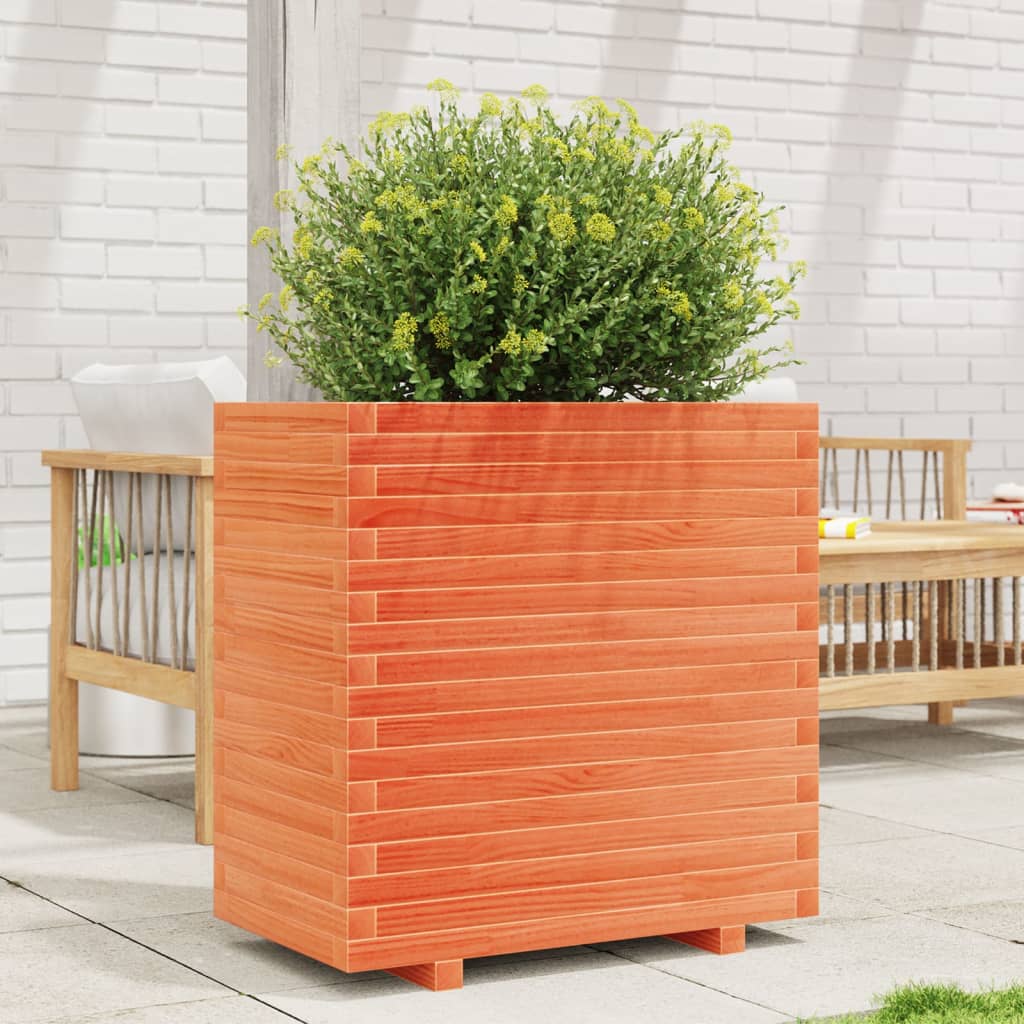 vidaXL Jardinieră grădină, maro ceruit, 70x40x72,5 cm, lemn masiv pin vidaXL Jardinieră grădină, maro ceruit, 70x40x72,5 cm, lemn masiv pin