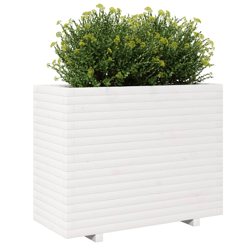 vidaXL Jardinieră de grădină, alb, 90x40x72,5 cm, lemn masiv de pin vidaXL Jardinieră de grădină, alb, 90x40x72,5 cm, lemn masiv de pin