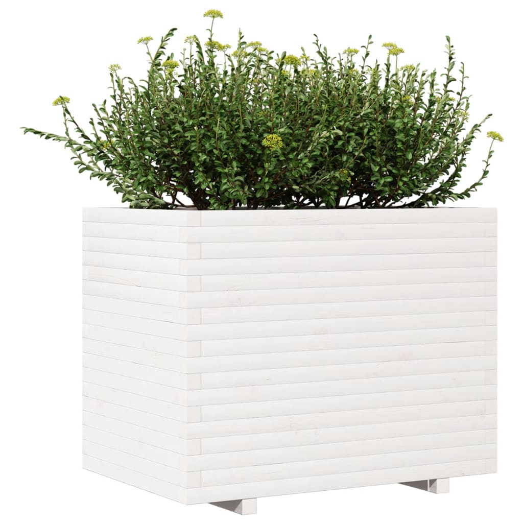 vidaXL Jardinieră de grădină, alb, 90x60x72,5 cm, lemn masiv de pin vidaXL Jardinieră de grădină, alb, 90x60x72,5 cm, lemn masiv de pin