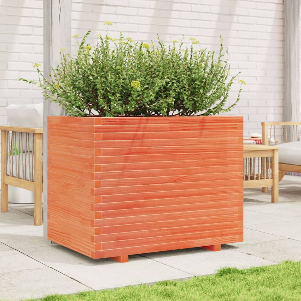 vidaXL Jardinieră grădină, maro ceruit, 90x60x72,5 cm, lemn masiv pin