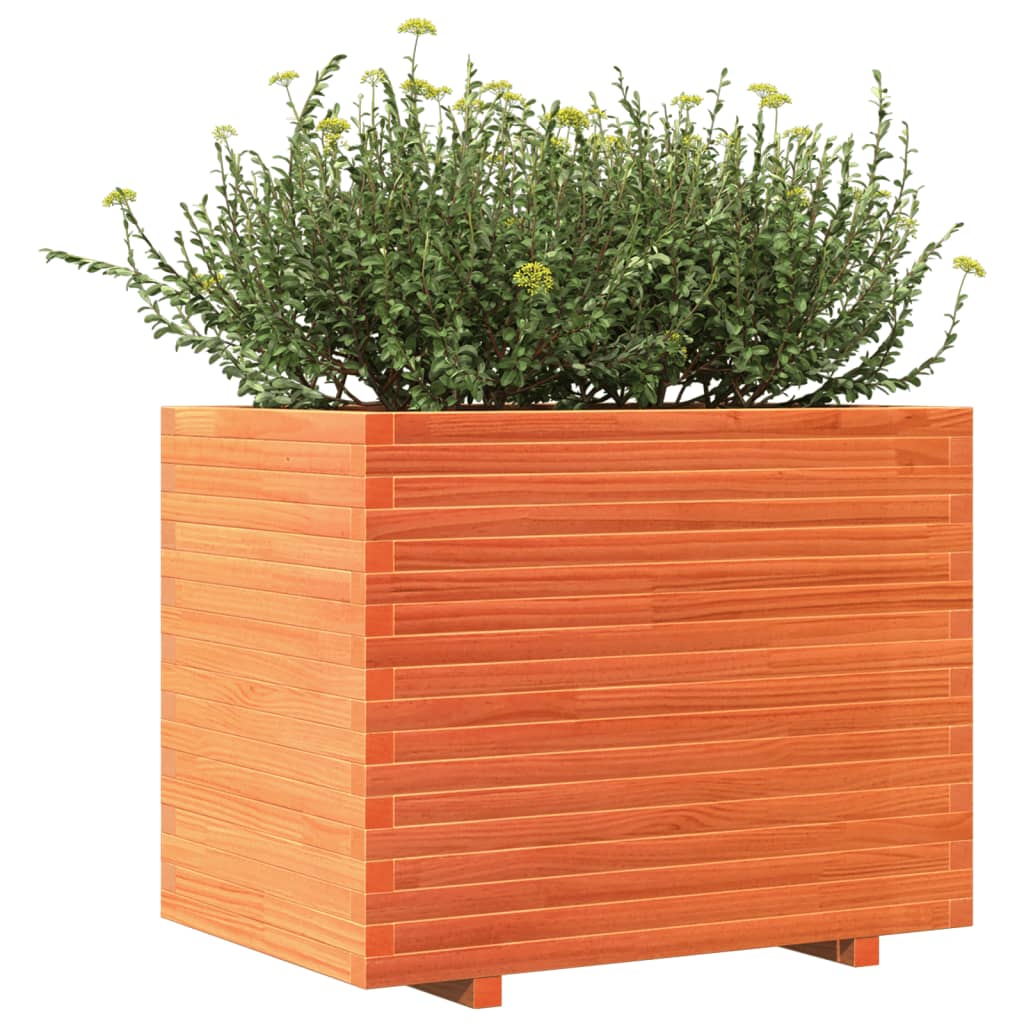 vidaXL Jardinieră grădină, maro ceruit, 90x60x72,5 cm, lemn masiv pin