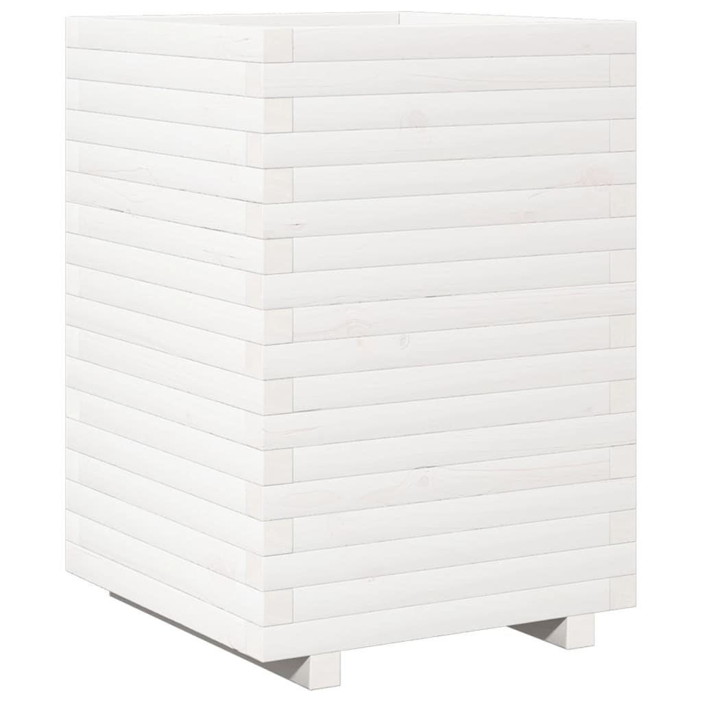 vidaXL Jardinieră de grădină, alb, 50x50x72 cm, lemn masiv de pin vidaXL Jardinieră de grădină, alb, 50x50x72 cm, lemn masiv de pin