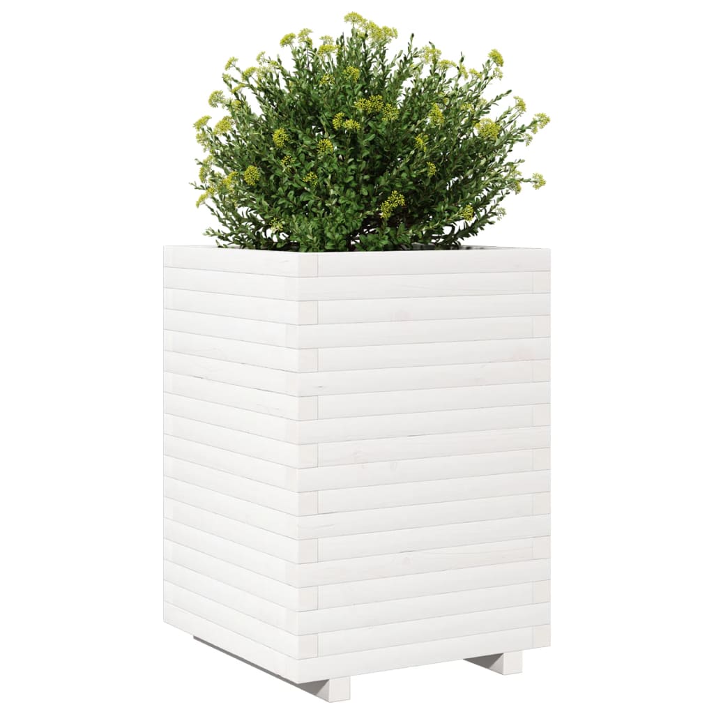 vidaXL Jardinieră de grădină, alb, 50x50x72 cm, lemn masiv de pin vidaXL Jardinieră de grădină, alb, 50x50x72 cm, lemn masiv de pin
