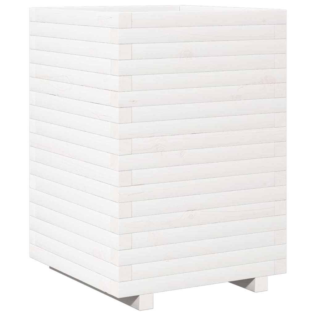 vidaXL Jardinieră de grădină, alb, 50x50x72 cm, lemn masiv de pin vidaXL Jardinieră de grădină, alb, 50x50x72 cm, lemn masiv de pin
