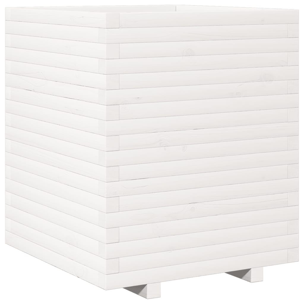 vidaXL Jardinieră de grădină, alb, 60x60x72 cm, lemn masiv de pin vidaXL Jardinieră de grădină, alb, 60x60x72 cm, lemn masiv de pin