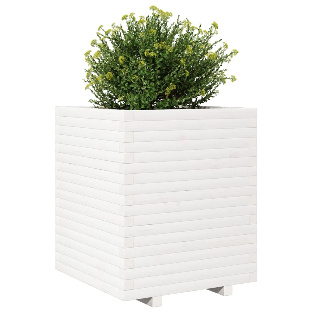 vidaXL Jardinieră de grădină, alb, 60x60x72 cm, lemn masiv de pin vidaXL Jardinieră de grădină, alb, 60x60x72 cm, lemn masiv de pin