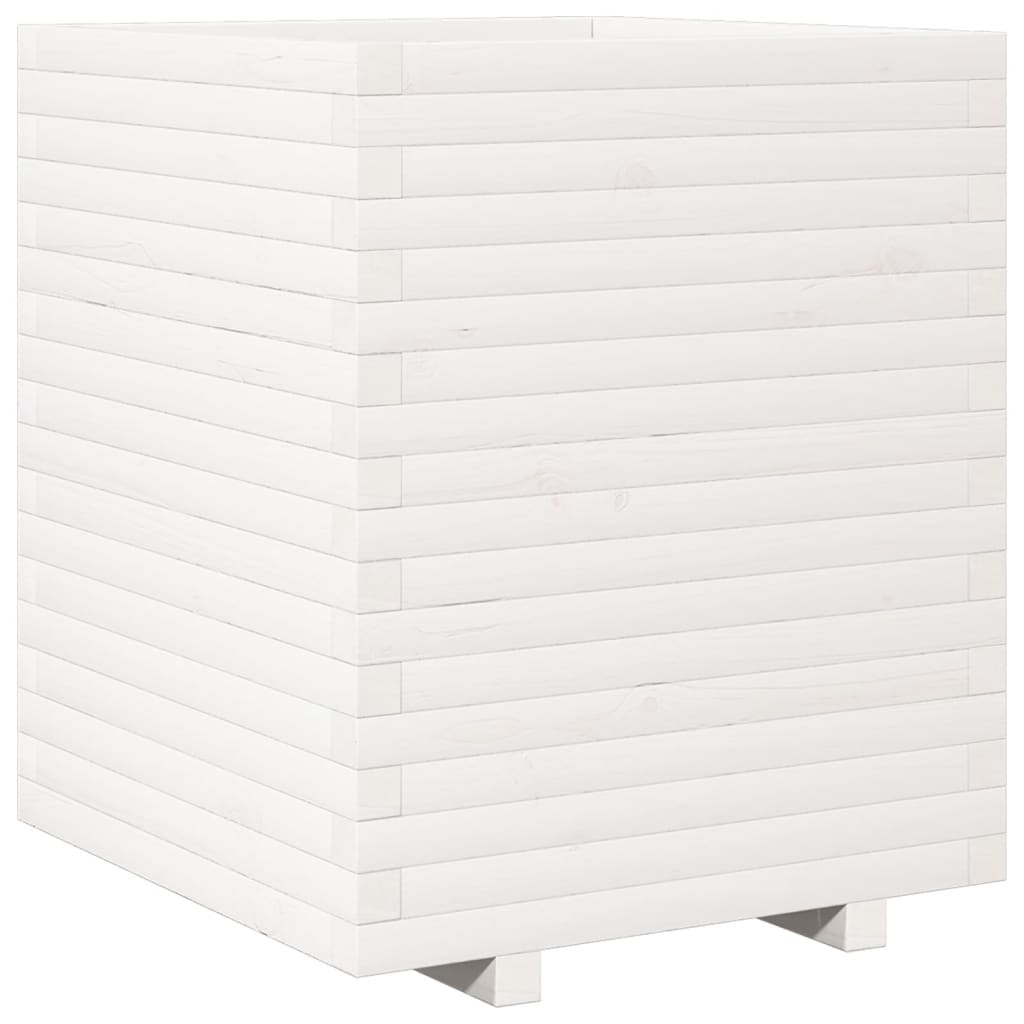 vidaXL Jardinieră de grădină, alb, 60x60x72 cm, lemn masiv de pin vidaXL Jardinieră de grădină, alb, 60x60x72 cm, lemn masiv de pin