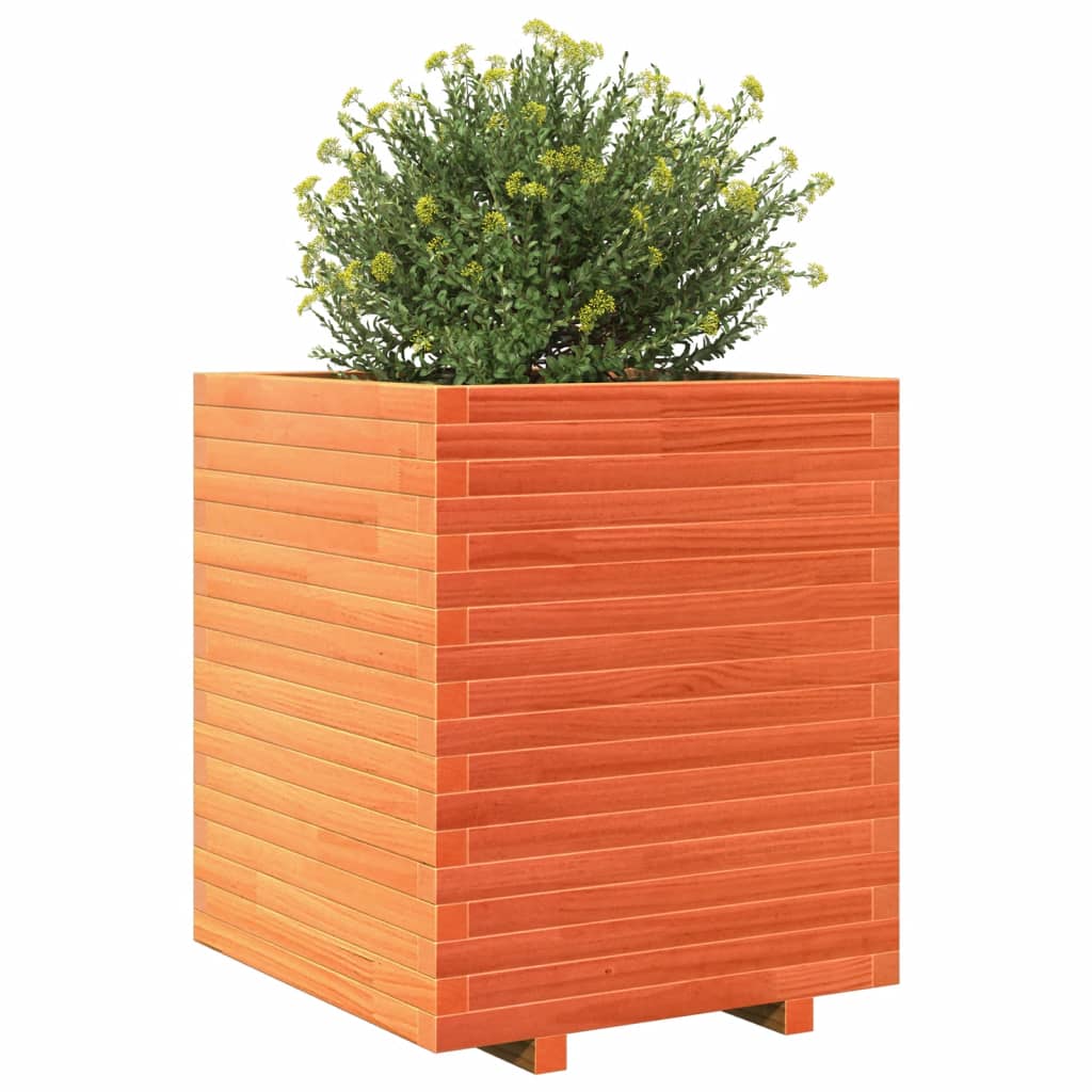 vidaXL Jardinieră de grădină, maro ceruit, 60x60x72 cm, lemn masiv pin vidaXL Jardinieră de grădină, maro ceruit, 60x60x72 cm, lemn masiv pin