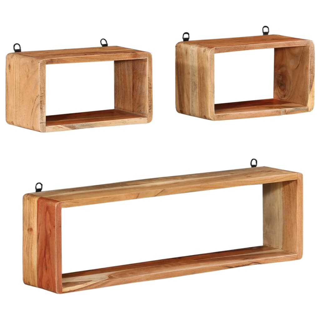 vidaXL Set rafturi de perete cub, 3 piese, lemn masiv acacia vidaXL Set rafturi de perete cub, 3 piese, lemn masiv acacia